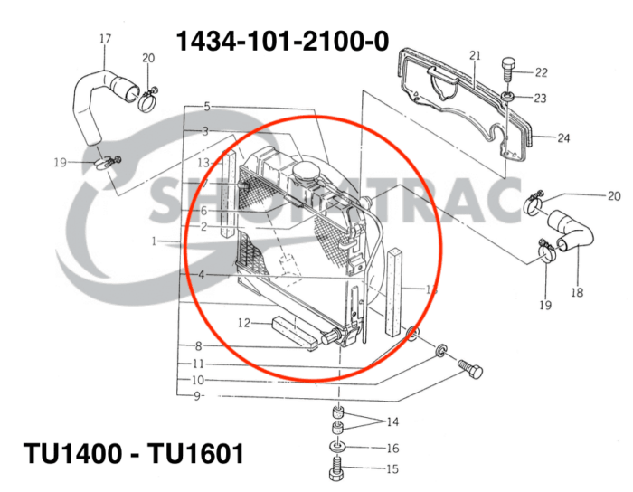 Radiateur Iseki TU1400 - TU1600 | TX1410 - TX2160 | Bolens G152 - G174 | incl. radiateurslangen - Afbeelding 11