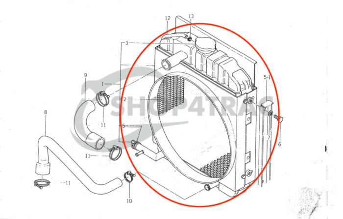 Radiateur Iseki TL1900 - TL2700 | TL1901 - TL2701 | TE4270 | y compris les tuyaux d'eau de refroidissement – Image 11