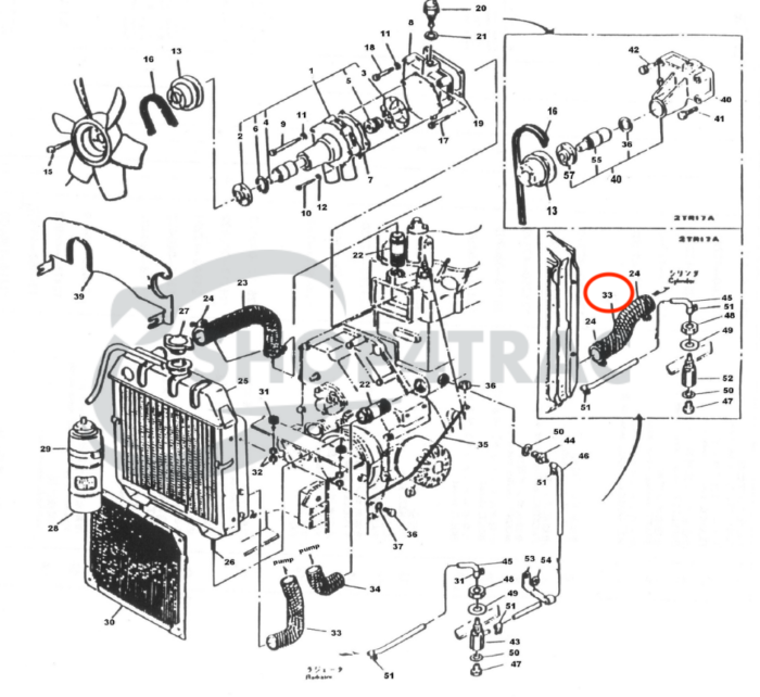 Onderste radiateurslang Yanmar YM1300-YM1700 | YM135 - YM165 - Afbeelding 3