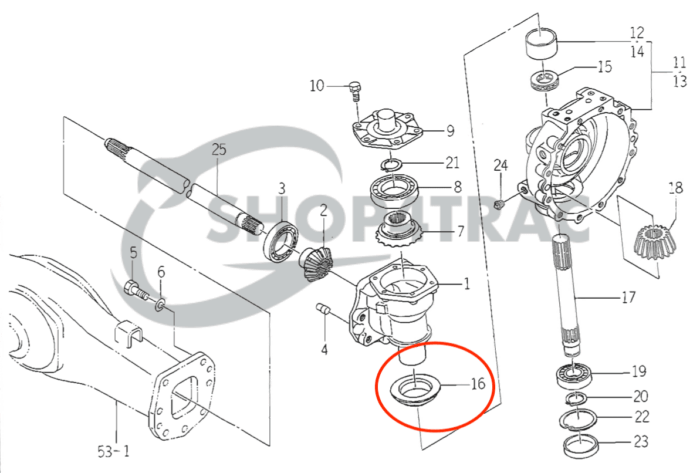 Iseki keerring vooras TA207 - TA317 | TA530 - 5140 | MF1250 | BQ3048E - Afbeelding 3