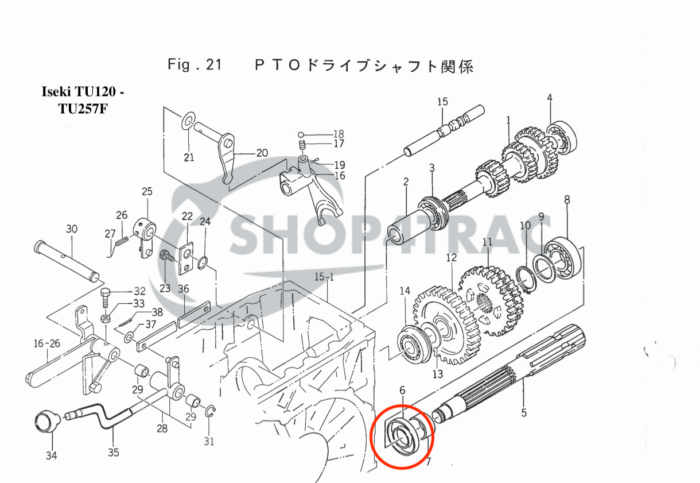 Keerring Iseki TX - TU PTO Bolens | Kubota TC355510 - Afbeelding 3