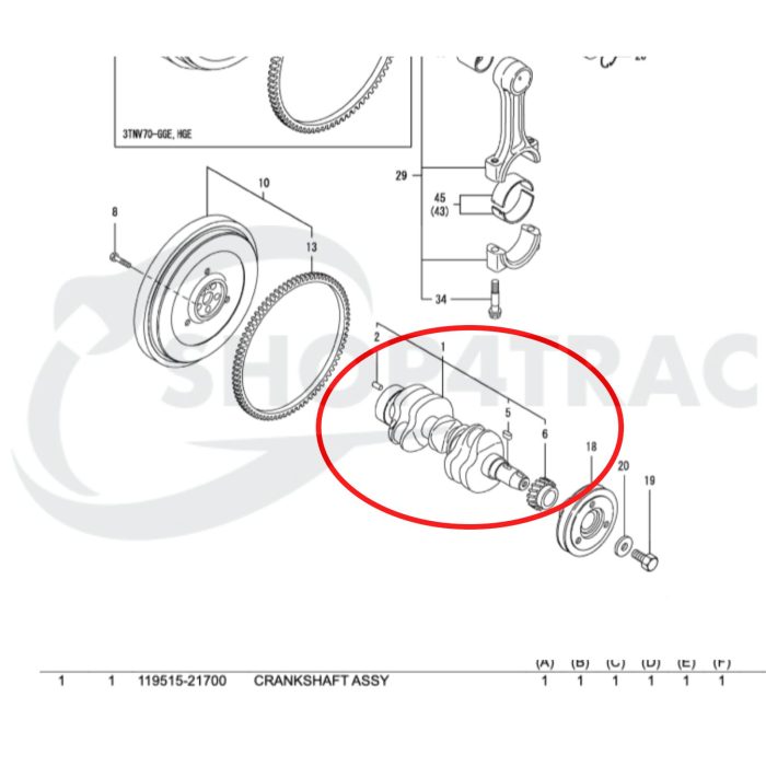 Wał korbowy Yanmar 3TNV70