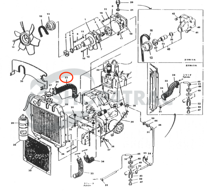 Bovenste radiateurslang Yanmar YM1500 - YM2210 | YM135 - YM240 - Afbeelding 2