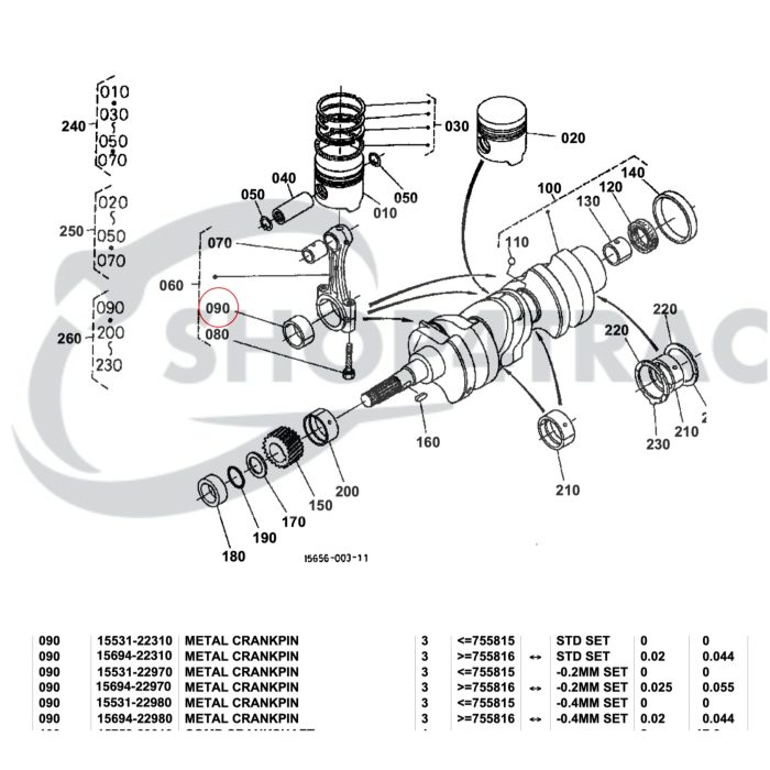 Drijfstanglager / lagerschalen Kubota D750 | D850 | V1200 | Z500 - Afbeelding 2