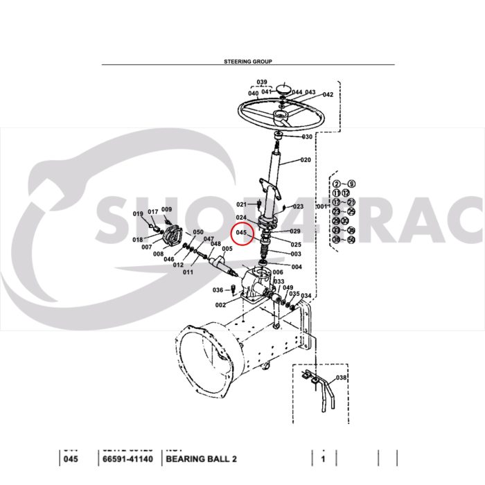 Stuurkolom lager Kubota L serie | Yanmar | B6000 Bovenste - Afbeelding 2