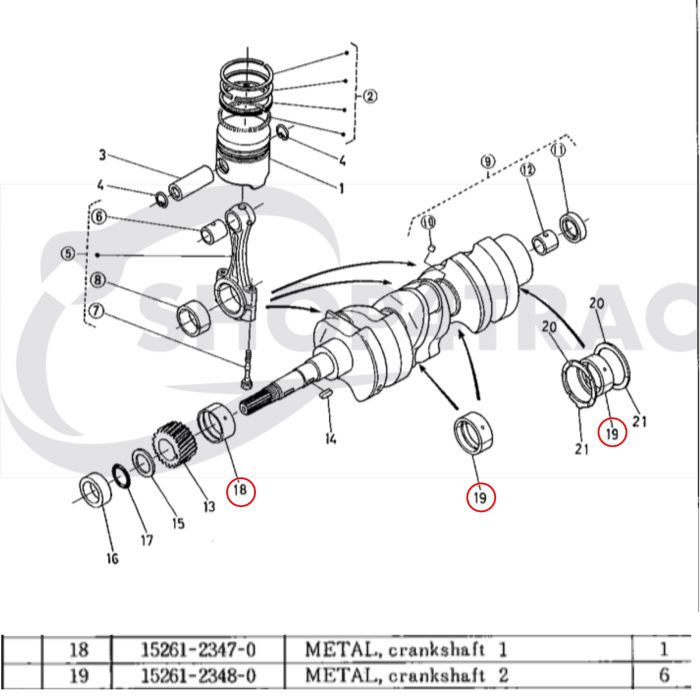 Hoofdlager set Kubota D750 | D850 | D950 - Afbeelding 2