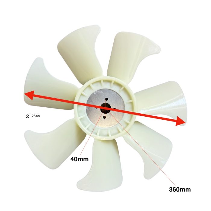 Cooling Fan Kubota D1105-T | D1305-T | V1505-T | 360mm | 7 Blades - Image 2