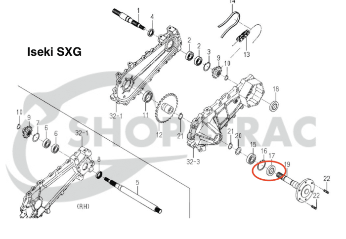 Keerring Kubota B1700 - B3030 | B7300 - B7610 | Iseki SF | Yanmar 24421-204008  | TC20408 - Afbeelding 3