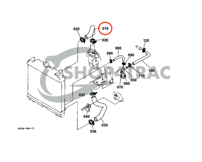 Radiateurslang boven Kubota B1700 - B2920HSD - Afbeelding 2