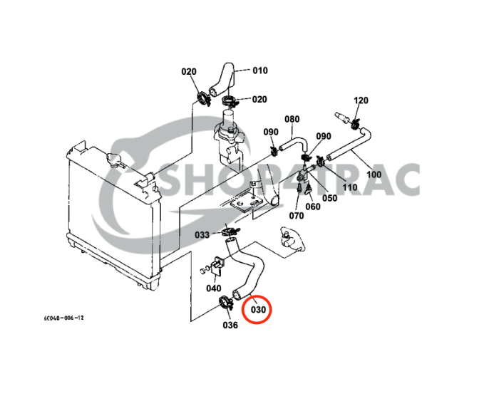 Radiateurslang onder Kubota B1700 - B2920HSD - Afbeelding 2
