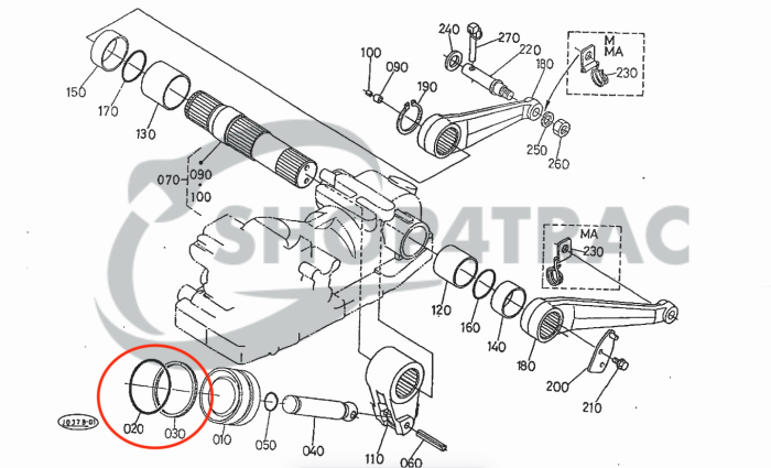 Hefcilinder O-ring en Steunring Kubota GL19 – GL32 | GL220 – GL338 | Hinomoto NX - Afbeelding 2