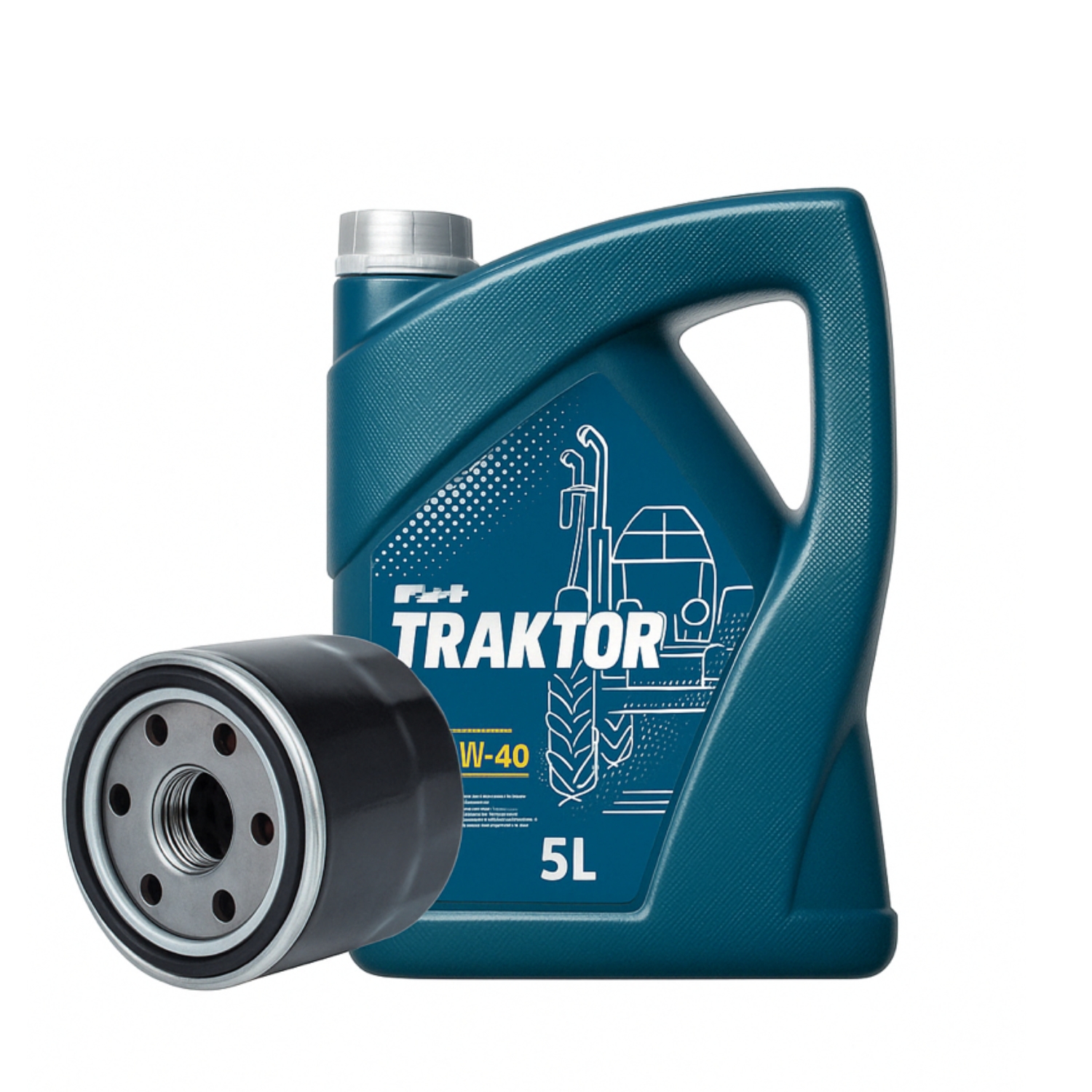 iseki-TA-met-olie-set Juego de Filtro de Aceite de Motor + Aceite 15W40 Iseki TA Landleader | TA207 – TA287F | TA317F – TA530 | TA538 – 5040 - Imagen 1