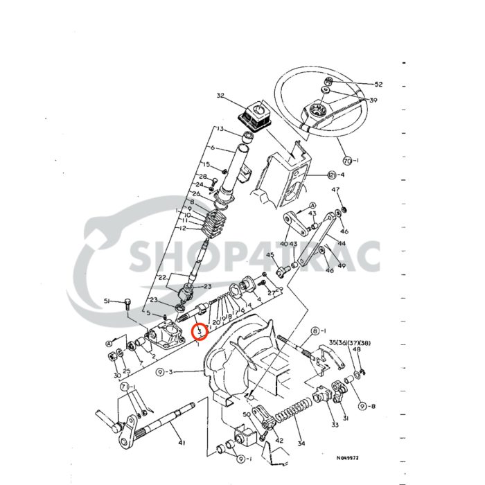 Stuuras | Stuurdeel Yanmar F13 - F165D | YM122 - YM186 | YM1300-RED | YM1301 - YM165D - Afbeelding 3