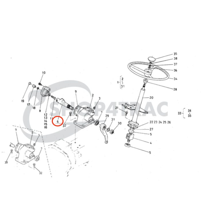 Stuuras | Stuurdeel Kubota B5100 - B6100 - B7200 | B1200 - B1702 - Afbeelding 6