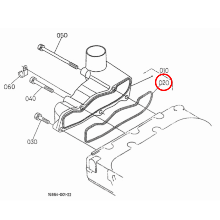 Guarnizione coperchio valvole motore Kubota D722 Basic | Bobcat | Komatsu - immagine 2