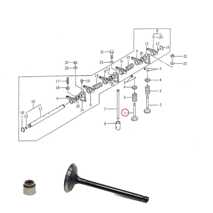 Inlaatklep Iseki motor E3CD | E3CE | E3CF | Iseki TK | TH | TG | SF | TF - Afbeelding 2